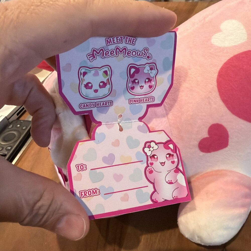 aphmau MeeMeow pink & white hearts cat plush stuffed animal valentine 12" NWT - Picture 4 of 7